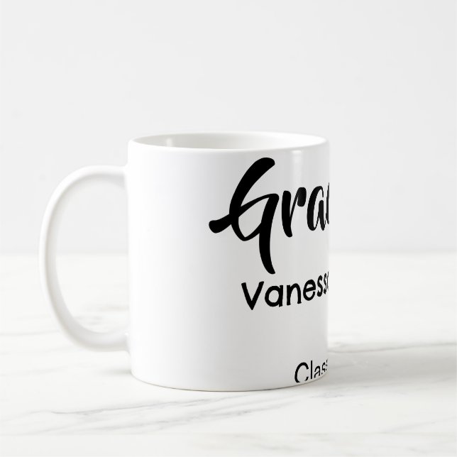 Caneca De Café Graduate congratulations name date year class univ (Esquerda)