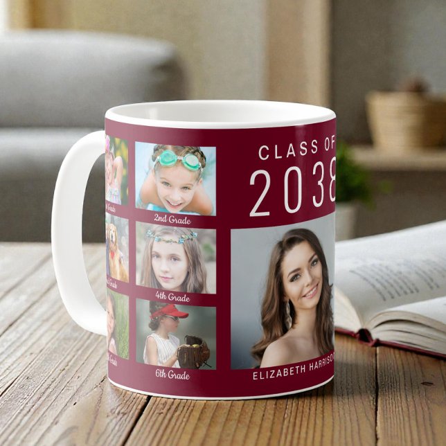 Caneca De Café Graduate Photo Collage Burgundy Graduation (Graduate Photo Collage Burgundy Graduation Coffee Mug)