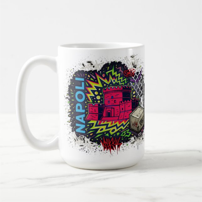 Caneca De Café Graffiti Neon Urbano Castelo de Nápoles (Esquerda)