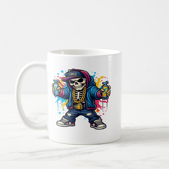 Caneca De Café Graffiti Skeleton Spray Paint – Urban Street Art (Esquerda)