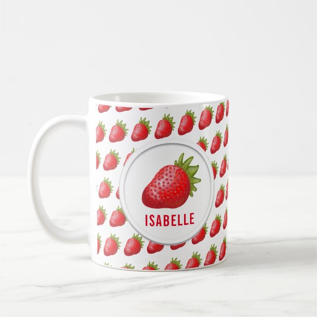 Caneca De Café Grafia de Morango Fresco Coffee Mug (Esquerda)