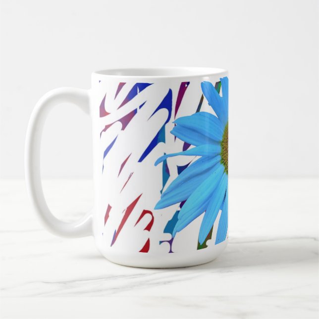 Caneca de Café Gráfica Abstrata Blue Daisy (Esquerda)
