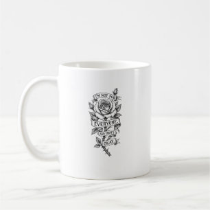 Caneca De Café Gráfica de declaração botânica de rosa vintage gra