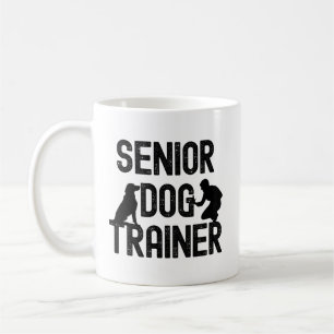 Caneca De Café Gráfica de silhueta de treinador de cães sênior pa