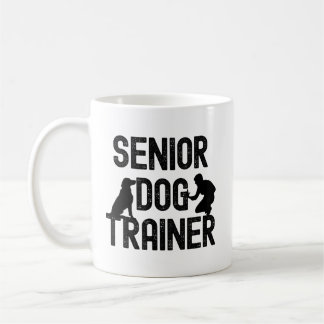 Caneca De Café Gráfica de silhueta de treinador de cães sênior pa