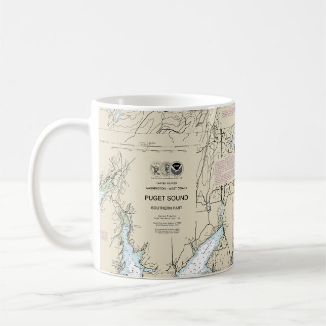 Caneca De Café Gráfico 18448 da Parte Sul do Puget Sound (Esquerda)
