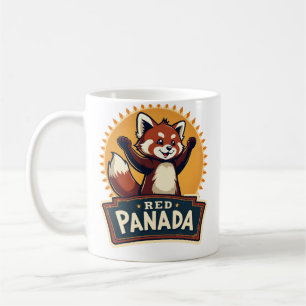 Caneca De Café Gráfico Animal Retro Panda Vermelho Dabbing Vintag