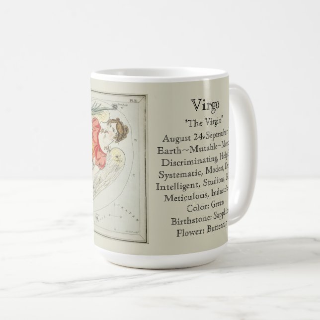 Caneca De Café Gráfico Astronômico Antiguo Zodíaco Virgo (Frente Esquerda)