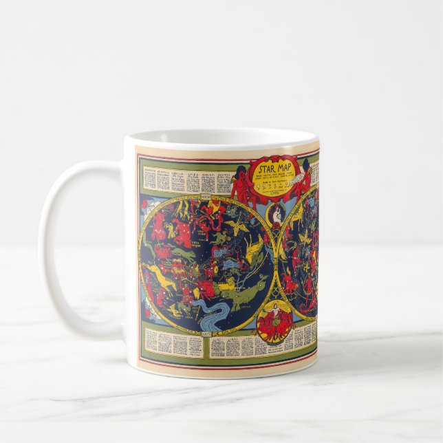 Caneca De Café Gráfico Celestial de Constelações de Mapa do Vinta (Esquerda)