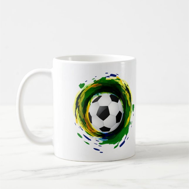 Caneca De Café Gráfico Clássico da Esfera de Futebol (Esquerda)