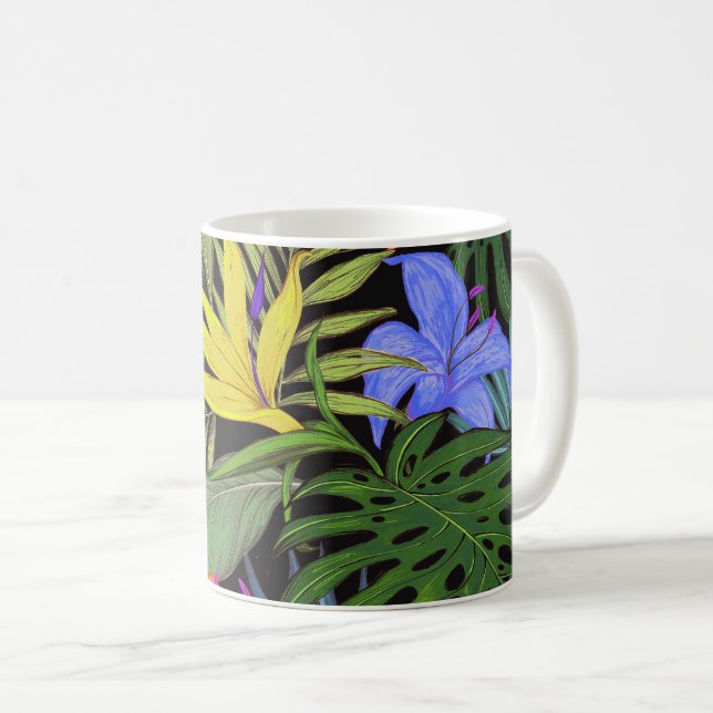 Caneca De Café Gráfico da Flor Tropical Hawaii Aloha (Frente Esquerda)