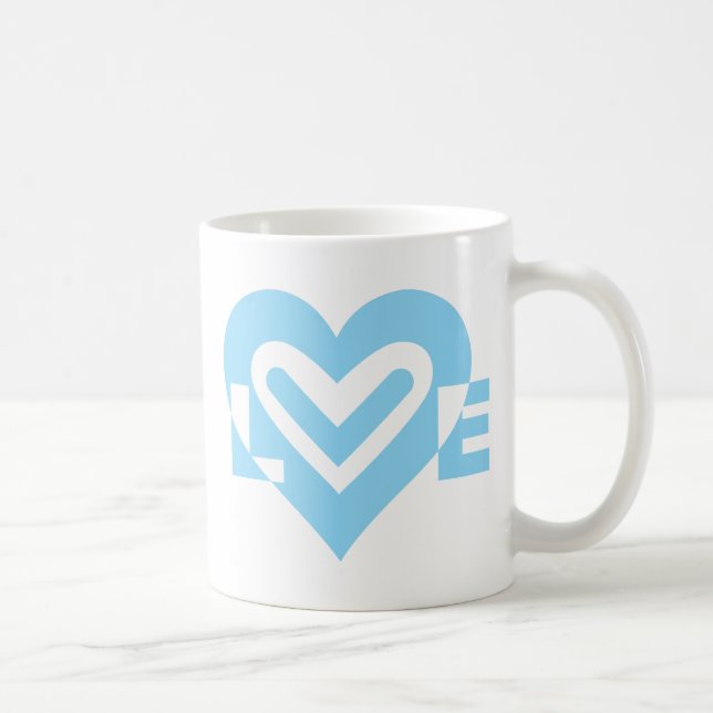 Caneca De Café Gráfico de amor bonito em azul (Direita)