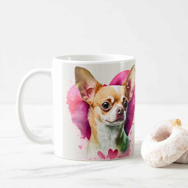 Caneca De Café Gráfico de Amor Chihuahua (Com Donut)