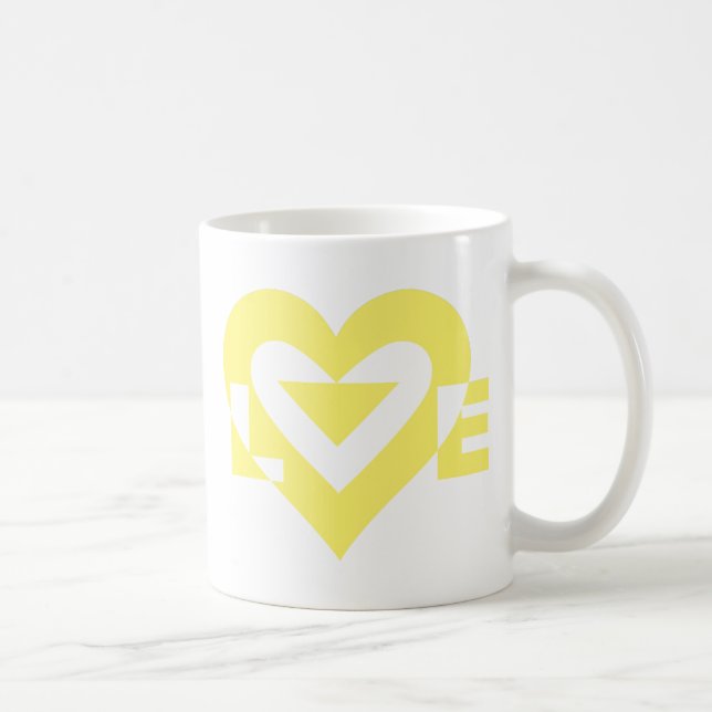 Caneca De Café Gráfico de Amor legal, Amarelo (Direita)
