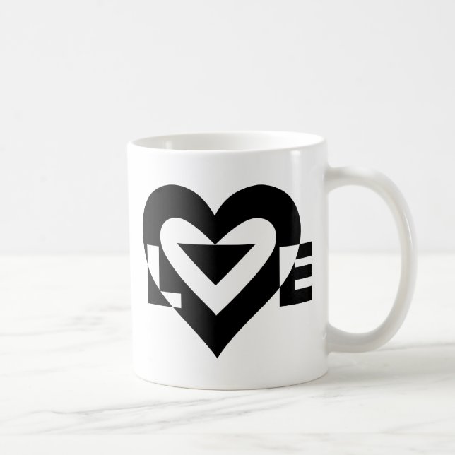 Caneca De Café Gráfico de Amor legal, Preto (Direita)