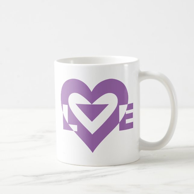 Caneca De Café Gráfico de Amor legal, Roxo (Direita)