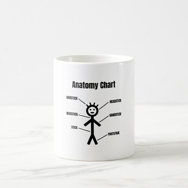 Caneca De Café Gráfico de Anatomia do Stickman (Centro)