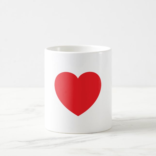 Caneca De Café Gráfico de Coração Vermelho Branco Moderno Simples (Centro)