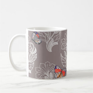 Caneca De Café Gráfico de flores e borboletas, aquarela, padrão 