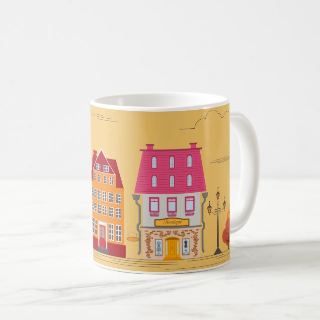 Caneca De Café Gráfico de Ilustração de Cidade Encantada (Frente Esquerda)