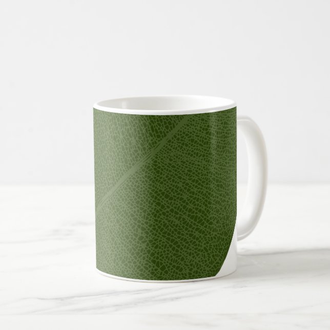 Caneca De Café Gráfico de Ilustração de Grade de Folha Verde (Frente Esquerda)