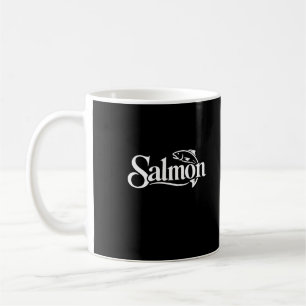 Caneca De Café Gráfico de Logotipo de Pesca de Salmão Branco Mini