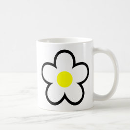 Caneca De Café Gráfico de Primavera com Flores Brancas Simples e