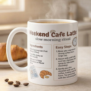 Caneca De Café Gráfico de Receita de Café com Leite de Fim de Sem