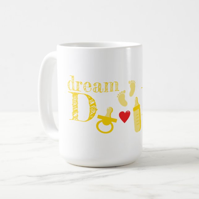 Caneca De Café Gráfico de Texto do Sonho Amarelo Recém-nascido (Frente Esquerda)