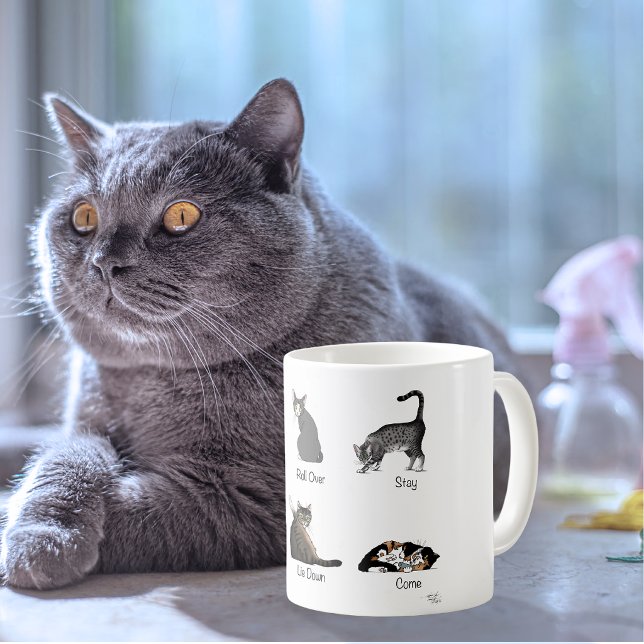 Caneca De Café Gráfico de Treinamento de Comandos de Gato Diverti (Criador carregado)