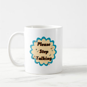Caneca De Café Gráfico Engraçado Design Amarelo Por Favor Pare De