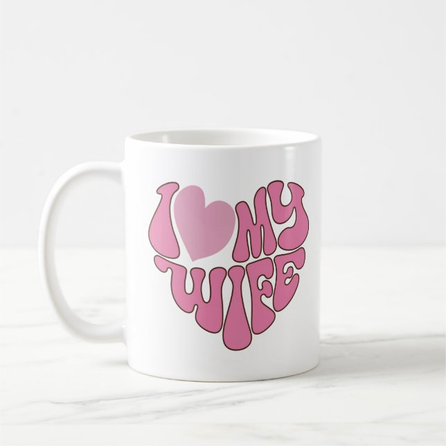 Caneca De Café Gráfico "Eu Amo Minha Esposa", Cor-de-rosa (Esquerda)
