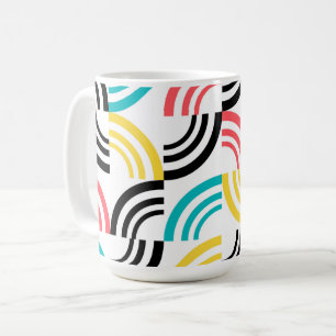 Caneca De Café Gráfico geométrico colorido, moderno, divertido e 