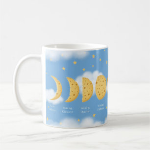 Caneca De Café Gráfico Lunar das Fases do Céu Azul da Lua de Quei