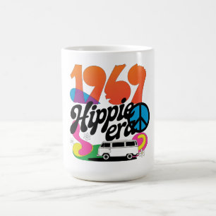 Caneca De Café Gráfico Retro da Era Hippie de 1969 com Símbolo da
