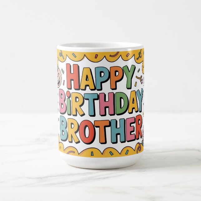 Caneca De Café Gráficos alegres "FELIZ ANIVERSÁRIO IRMÃO" (Centro)
