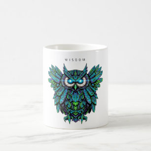 Caneca De Café Gráficos de Coruja Colorida com Citação de Sabedor
