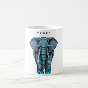 Caneca De Café Gráficos de Elefante Estilizado com Tema de Poder