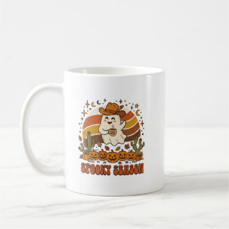 Caneca De Café Gráficos de Halloween Fantasma Retro Vintage