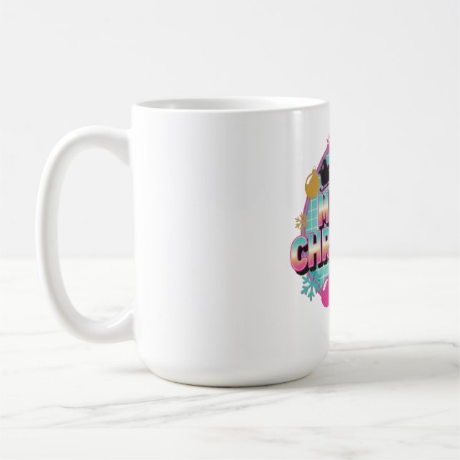 Caneca De Café Gráficos de Natal Retrô dos Anos 80 (Esquerda)