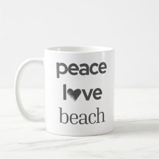 Caneca De Café Gráficos de Praia Paz Amor | Vida Náutica Costeira