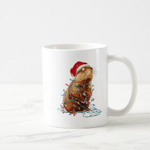 Caneca De Café Gráficos engraçados de Natal de marmota Luzes de a