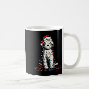 Caneca De Café Gráficos engraçados de Natal de Sheepadoodle Luzes