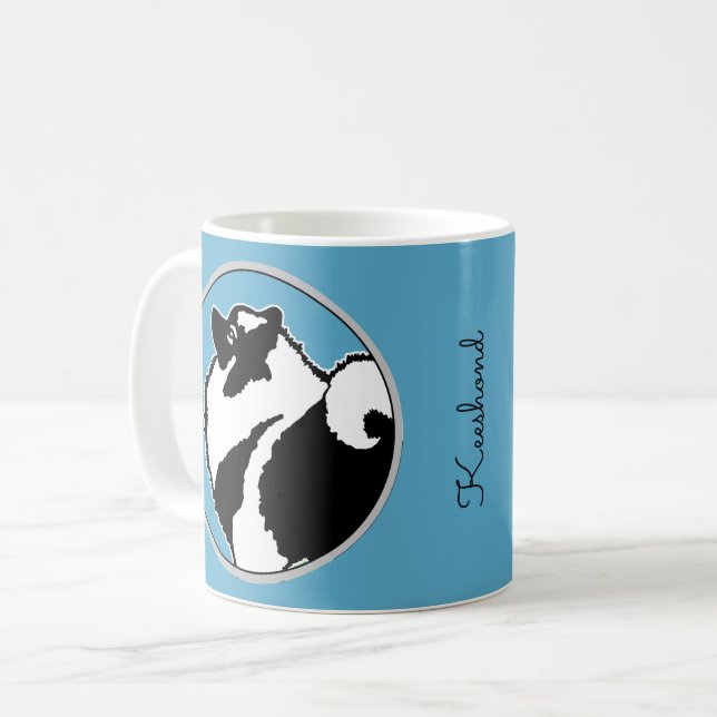 Caneca De Café Gráficos Keeshond - Arte de Cachorro Original (Frente Esquerda)