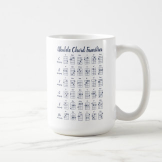 Caneca De Café Gráficos Personalizados de Chord do Ukulele | Azul