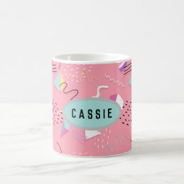 Caneca De Café Gráficos retrô dos anos 90 Rosa Divertido