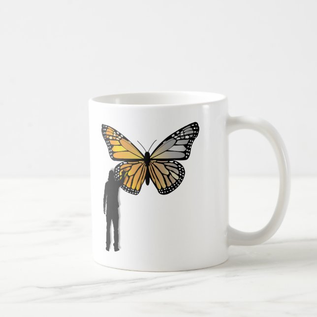 Caneca De Café Grafite De Borboleta Engraçado (Direita)
