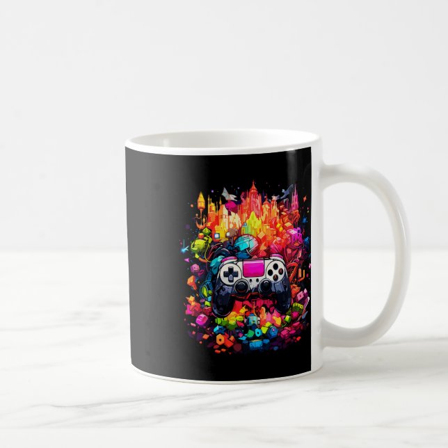 Caneca De Café Grafite Tie Dye Splash Video Game Controller Game (Direita)