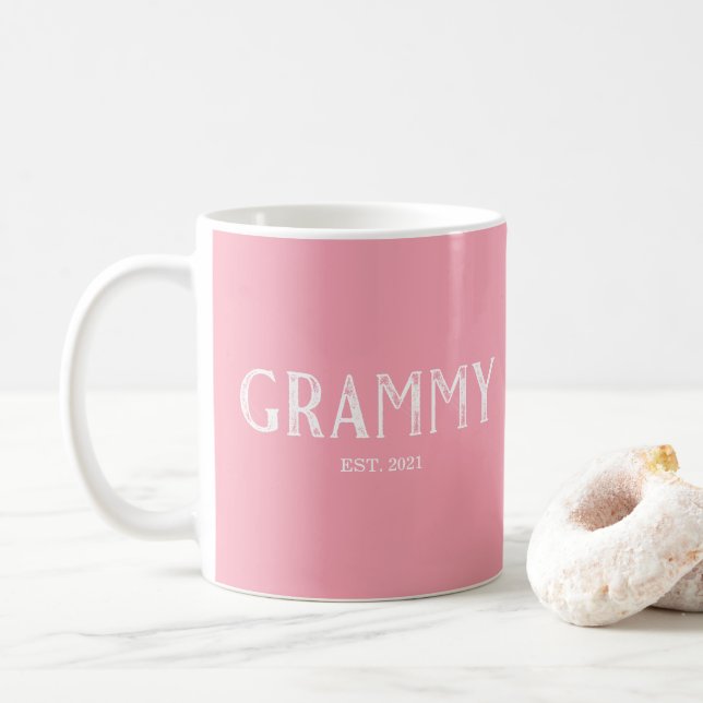 Caneca De Café Grammy Rosa Ano de Estabelecimento (Com Donut)