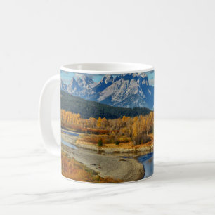 Caneca De Café Grand Teton Mountain River View no outono